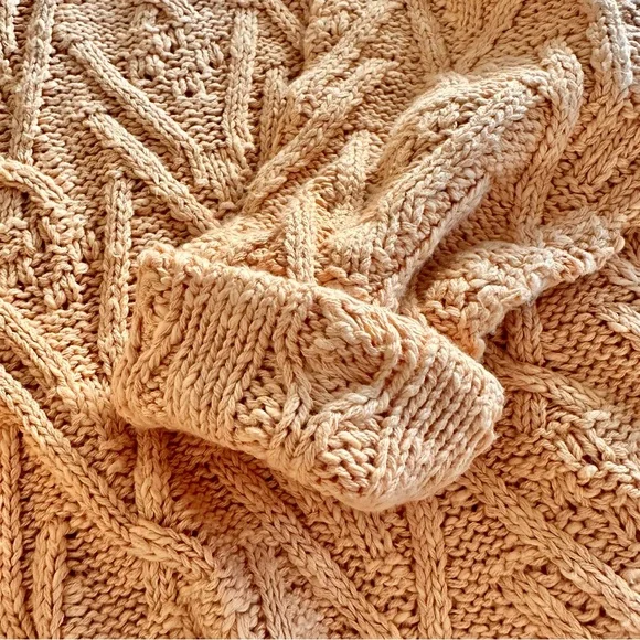 | free people • isla camel cable tunic sweater size • medium | - Picture 12 of 16